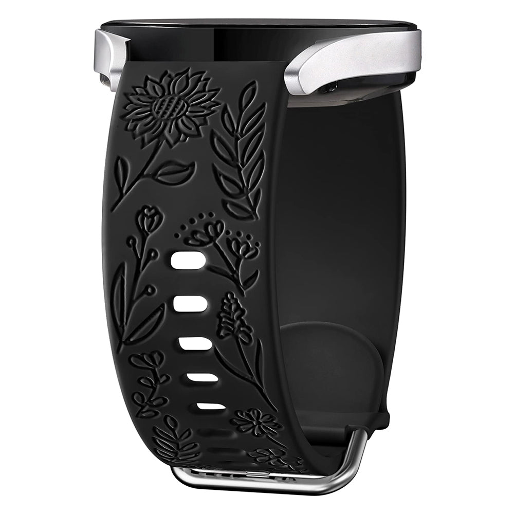 For Garmin Vivomove 3 / Forerunner 645 / Samsung Gear S2 Classic Universal 20mm Carving Flower Silicone Watch Strap - Black For Garmin Vivomove 3 / Forerunner 645 / Samsung Gear S2 Classic Universal 20mm Carving Flower Silicone Watch Strap - Black
